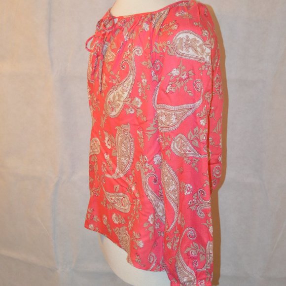 New LUCKY BRAND Paisley Top Tie Clouser Pink sz M - Picture 3 of 7